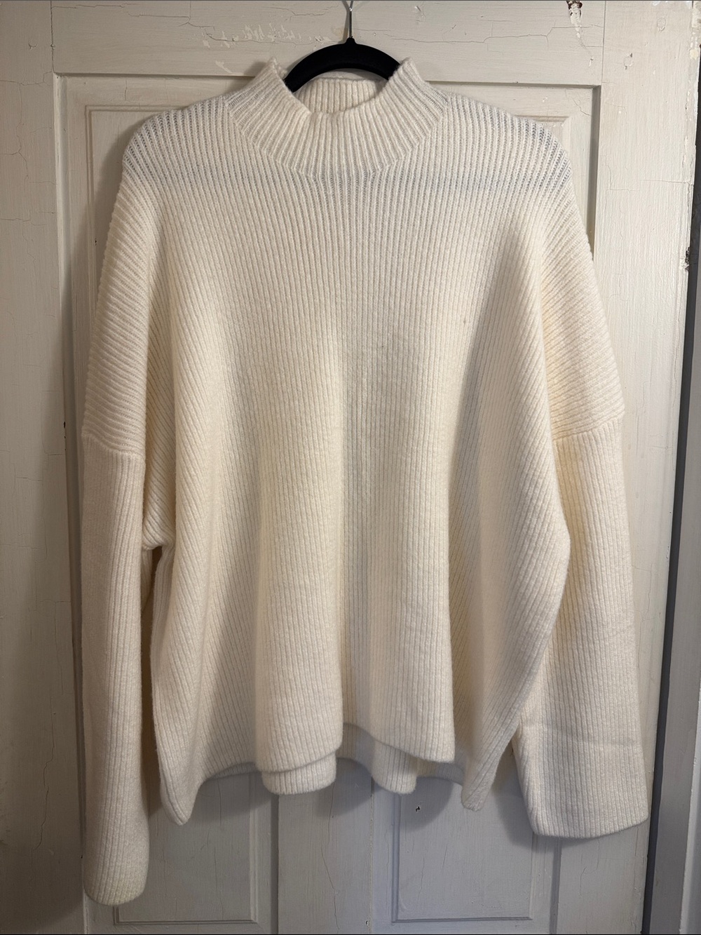 Abercrombie & Fitch Cream Ribbed Mock-Neck Sweater